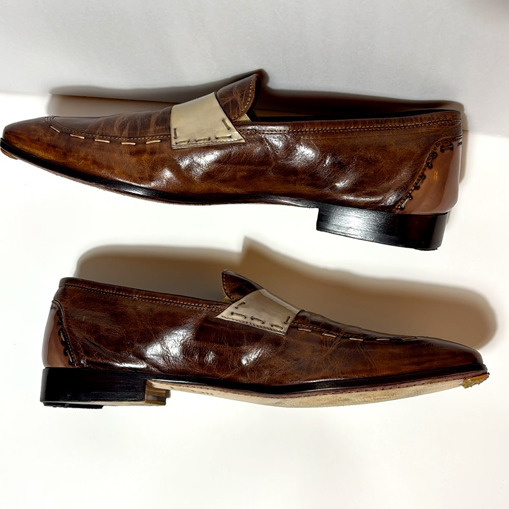Koi Brown Leather Loafers with Cream Band 
Size 44 (10/10.5)
 7.5/10 condition - Picture 4 of 11
